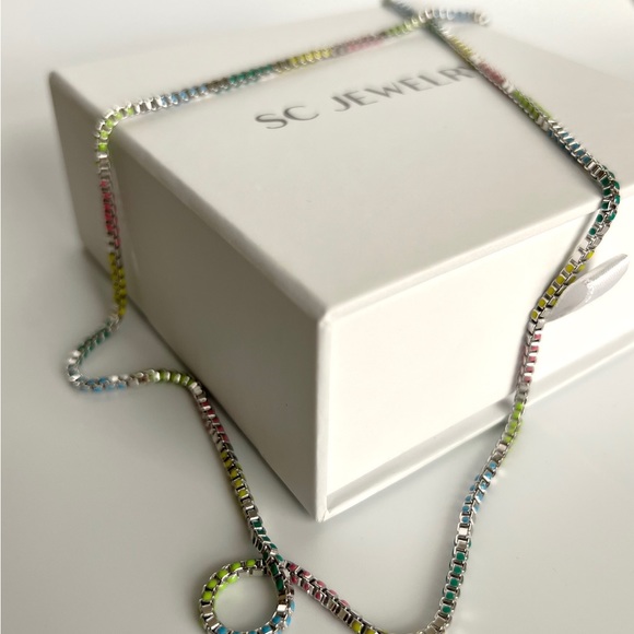 Colorful Chain Necklace Platinum Plated Luxury Jewelry - Picture 6 of 9